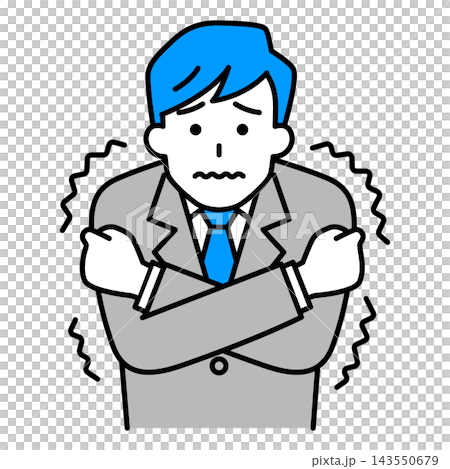 A man in a suit who is feeling cold 143550679