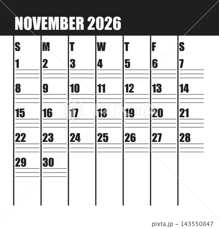 November 2026 English Nordic Minimalist Monthly Wall Calendar Minimal Clean Desk 143550847