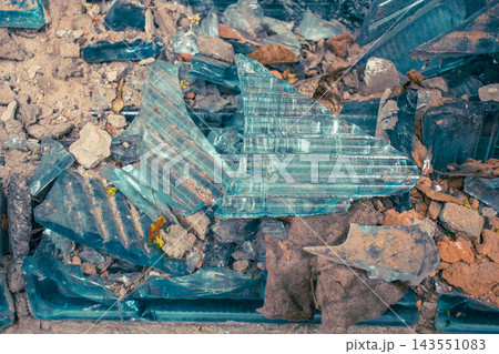 broken glass on the ground is like garbage and a backdrop 143551083