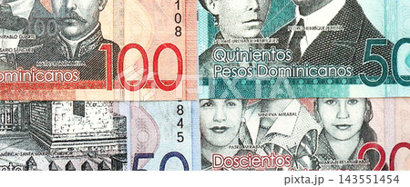 Dominican Republic Pesos currency money bills. DOP currency banknotes in big amount 143551454