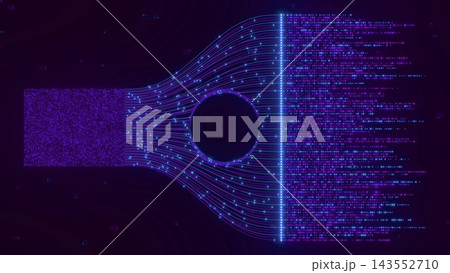 Abstract blue light waves flow across dark background with glowing neon lines, creating dynamic digital energy patterns for modern tech designs and futuristic backgrounds bg 3d render 143552710