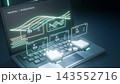 A robot is typing on a laptop data analysis person code bg 3d render 143552716