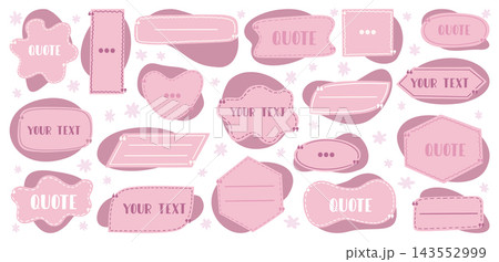 Quote template. Testimonial design background, graphic web speech bubble, banner information layout. Creative infographic. Badges for messages, pricing, branding. Vector decorative elements Quote template. Testimonial design background, graphic web speech bubble, banner information layout. Creative infographic. Badges for messages, pricing, branding. Vector decorative elements 143552999