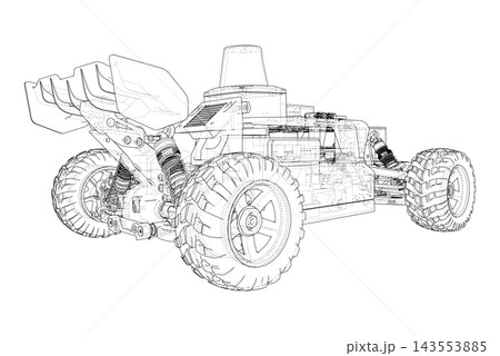 remote control car wireframe illustration. Vector remote control car wireframe illustration. Vector 143553885