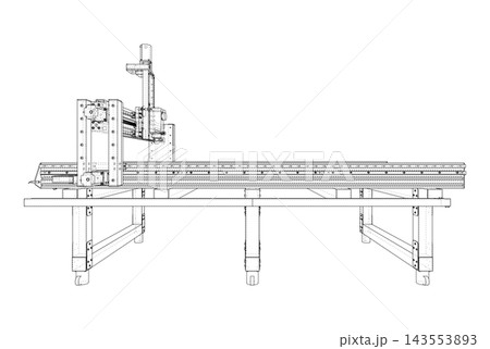 CNC machine wireframe illustration. Vector 143553893
