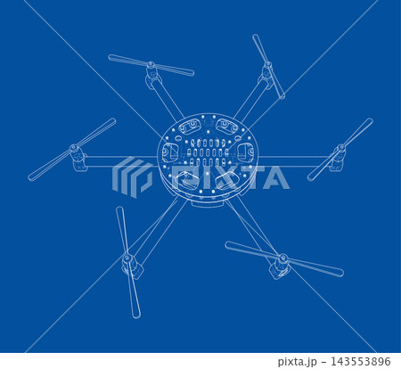 drone blueprint illustration. Vector 143553896