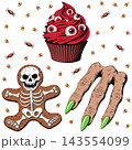 The image shows a selection of Halloween-themed vector illustrations on a white background 143554099