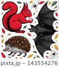 The image shows a Halloween-themed digital illustration executed in a bright red color 143554276
