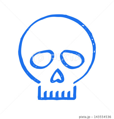 Scary Spooky Human Skull Icon Hand Drawn Doodle Grunge Vector Graphic Illustration 143554536