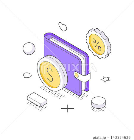 Digital Wallet For Cashback And Online Payments Isometric Vector Illustration Concept Digital Wallet For Cashback And Online Payments Isometric Vector Illustration Concept 143554625