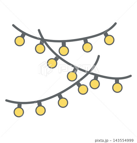 A festive string garland featuring bright light bulb items for an outdoor party decoration. 143554999
