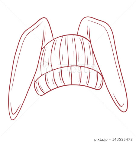 Vector illustration of a knitted winter hat with long bunny ears Vector illustration of a knitted winter hat with long bunny ears 143555478