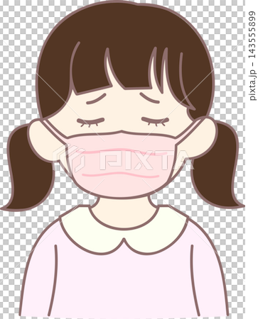 An illustration of a girl wearing a mask and feeling unwell. An illustration of a girl wearing a mask and feeling unwell. 143555899