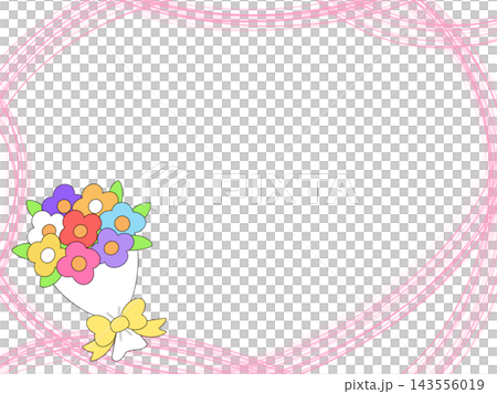A colorful bouquet and a cute pink curved frame 143556019