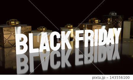Black Friday Sale with Elegant Gold Gift Boxes 3d render. Black Friday Sale with Elegant Gold Gift Boxes 3d render. 143556100