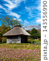 鳥取県江府町・御机の茅葺小屋と秋の大山 143556990