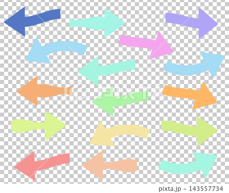 Pastel-colored hand-drawn style arrow set Pastel-colored hand-drawn style arrow set 143557734