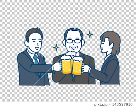 辦公室職員聚會喝酒的插圖 辦公室職員聚會喝酒的插圖 143557910