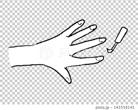 ネイルしている手の線画 ネイルしている手の線画 143558145