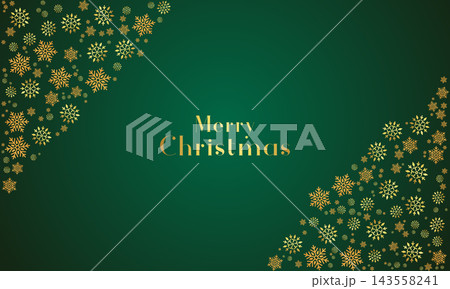 Holiday christmas decorative snowflakes banner design. Merry christmas festival green snowflakes flowing background design vector 143558241