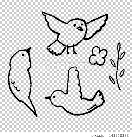 Simple hand-drawn line art vector illustration of a small bird Simple hand-drawn line art vector illustration of a small bird 143558388