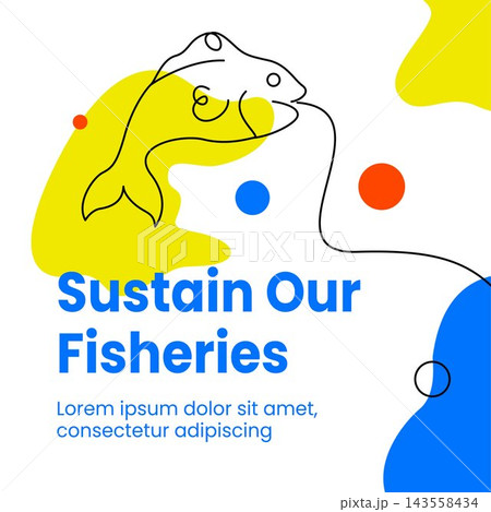 World Fisheries Day Social Media Cartoon Illustration Background 143558434
