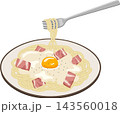 フォーク付きのカルボナーラ 143560018