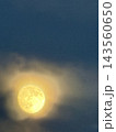 薄雲に包まれて黄色く輝く月 143560650