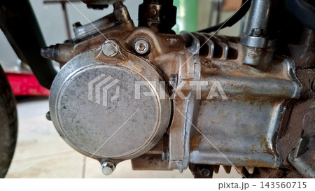 Dirty Motorcycle Engine Side Crankcase Cover Dirty Motorcycle Engine Side Crankcase Cover 143560715