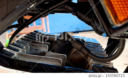 Motorcycle Spark Plug and Cylinder Head Fins Motorcycle Spark Plug and Cylinder Head Fins 143560723