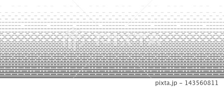 Disappearing thin line halftone pattern. Fading horizontal linear pixel background. Abstract dash screentone gradation bg. Rasterized dither transition texture. Vector comic hatch diffuse overlay 143560811