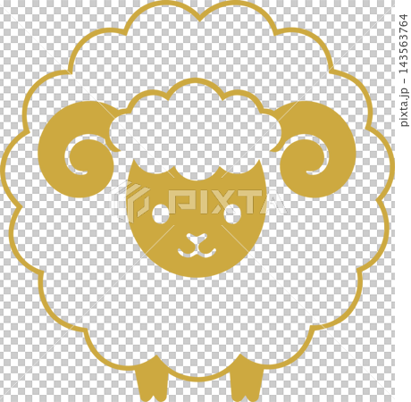 Cute golden sheep vector illustration, front view of the sheep, Chinese zodiac. Cute golden sheep vector illustration, front view of the sheep, Chinese zodiac. 143563764