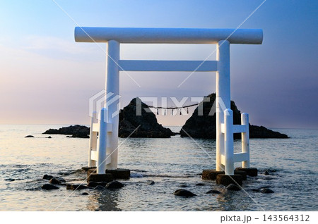 玄海国定公園　夕暮れの桜井二見ヶ浦 143564312