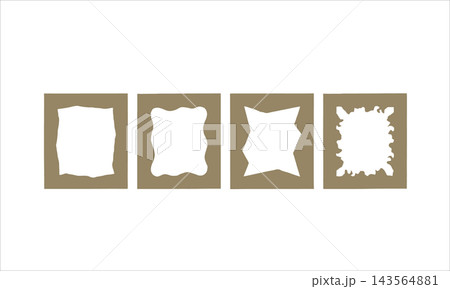Abstract Beige Torn Paper Texture Strips Collection with Natural Brush Strokes for Scrapbooking and Neutral Taupe Polka Dot Decorative Strip with Cream White Spots for Minimalist Scrapbooking and Stat 143564881