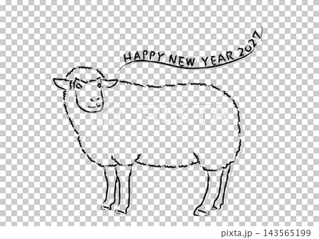 A handwritten sheep and New Year's greetings for 2027 A handwritten sheep and New Year's greetings for 2027 143565199
