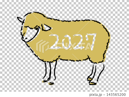 A hand-drawn illustration of a sheep and the year 2027 A hand-drawn illustration of a sheep and the year 2027 143565200