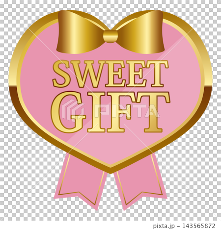 A lovely heart-shaped gift emblem in pink and gold, exuding a sense of luxury. A lovely heart-shaped gift emblem in pink and gold, exuding a sense of luxury. 143565872