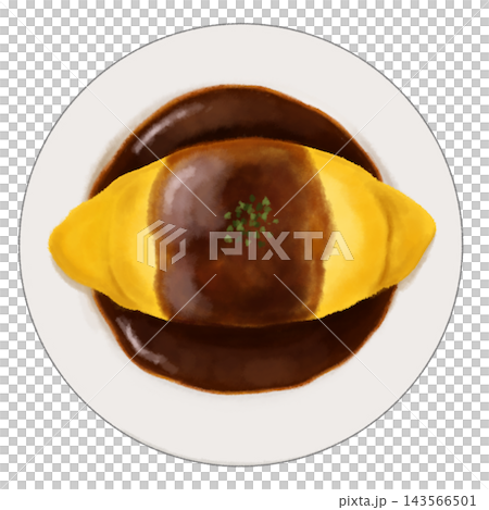 Illustration of omelet rice with beef stew sauce Illustration of omelet rice with beef stew sauce 143566501