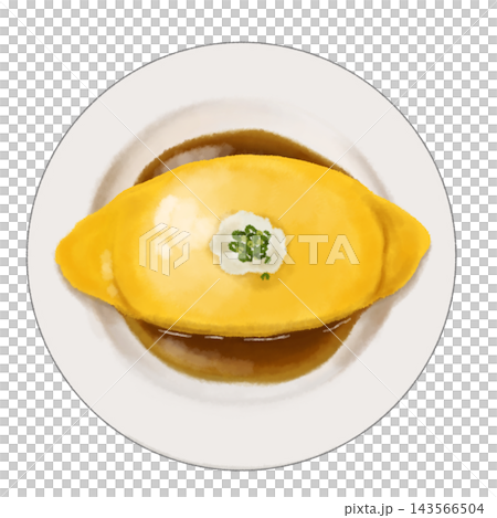 Illustration of omelet rice with Japanese-style sauce 143566504