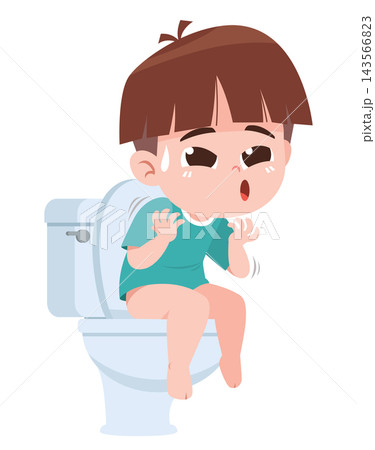 Child Having Diarrhea Sitting on Toilet Cartoon Illustration Child Having Diarrhea Sitting on Toilet Cartoon Illustration 143566823