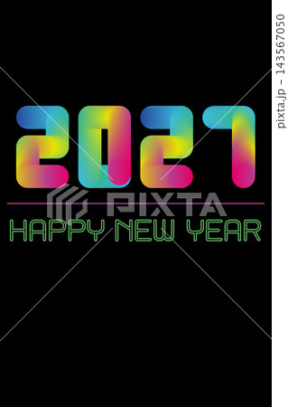 New Year 2027ネオン文字ブロックのカラフルなイラスト 143567050
