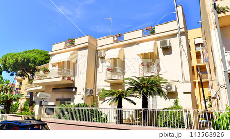 Cefalu, Italy. 20 August 2026. The urban layout of a tourist town in Sicily. The citys architecture, consisting of new and old buildings. Cefalu, Italy. 20 August 2026. The urban layout of a tourist town in Sicily. The citys architecture, consisting of new and old buildings. 143568926