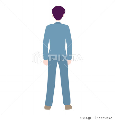 スーツ姿で立つ男性ビジネスパーソンの後ろ姿イラスト スーツ姿で立つ男性ビジネスパーソンの後ろ姿イラスト 143569652