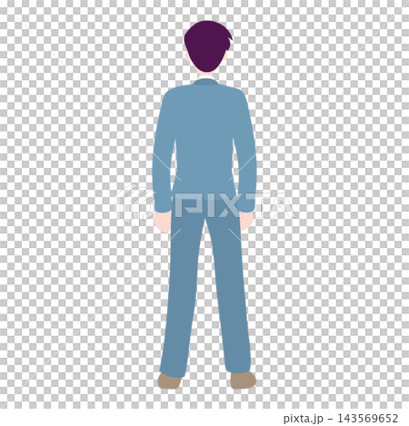 スーツ姿で立つ男性ビジネスパーソンの後ろ姿イラスト スーツ姿で立つ男性ビジネスパーソンの後ろ姿イラスト 143569652
