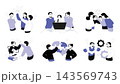 Teamwork set flat concepts. People working together, supporting and encouragement, business team communicating and brainstorming, creating solutions, consulting and meeting. Vector illustrations. 143569743