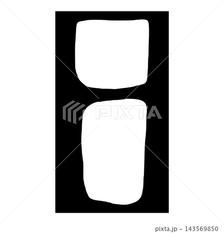 Story text box rectangle frame with abstract uneven square figure border. Funky text box element in black and white for social media and callout promo bg. Vector doodle frame for sale banner 143569850