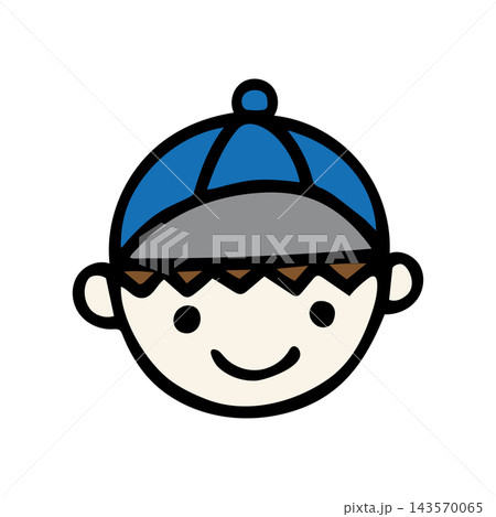 帽子をかぶった男の子の手描きアイコンイラスト 143570065