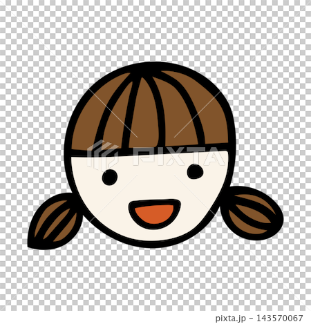 簡單的手繪女孩圖示插圖 143570067