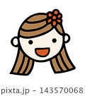 ロングヘアのかわいい女の子の手描きアイコンイラスト 143570068