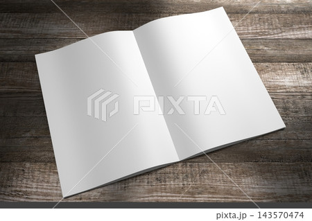 A4 to A5 brochure mockup with wooden desks in background A4 to A5 brochure mockup with wooden desks in background 143570474